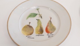 Atelier décor sur assiette à dessert ancienne