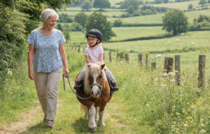 Balade à poneys en main